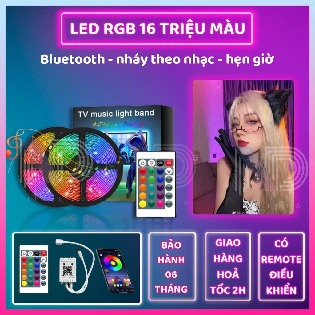 Đèn Led RGB 5m 10m Điều Khiển APP 16 Triệu Màu, Pha Màu DIY đèn trang trí phòng ngủ Led 5050 RGB Loại Tốt MGM