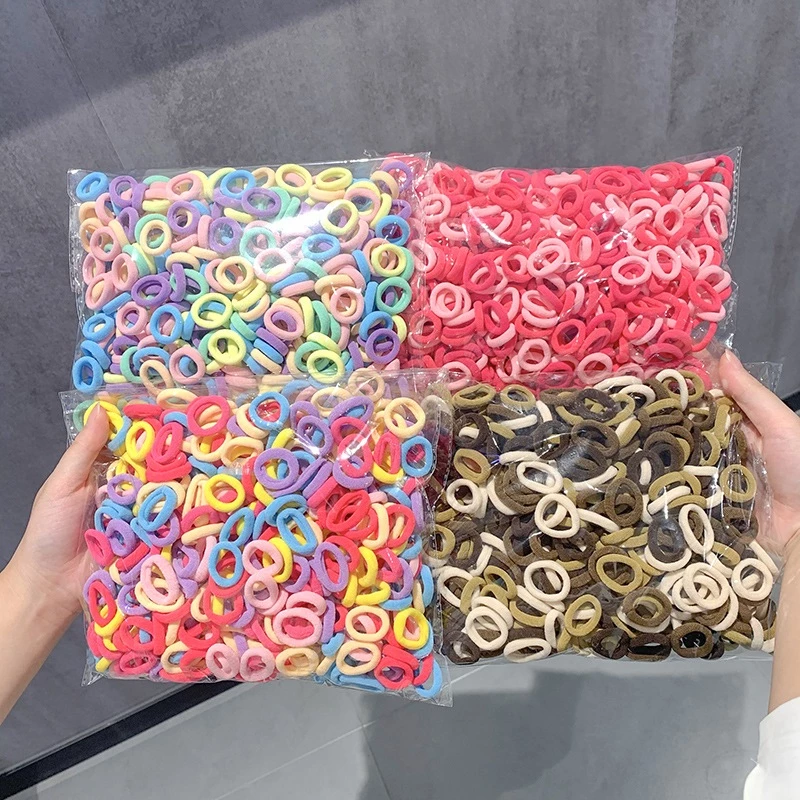 Set 500 chun cột tóc trơn cho bé nhiều màu dễ thương