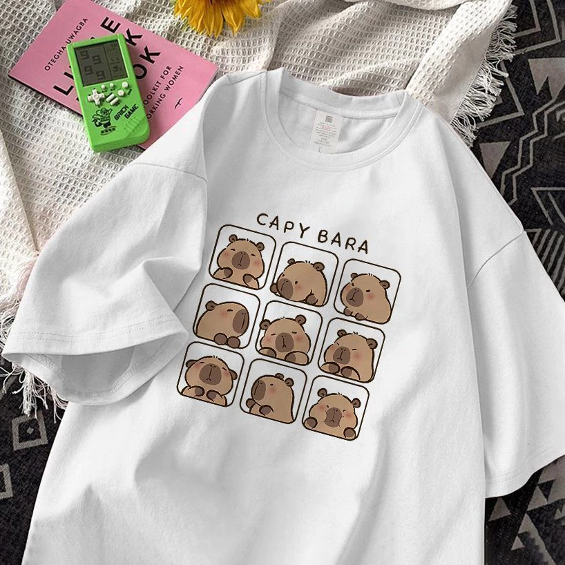 Áo Thun Nữ Tay Lỡ HappyFamily In Hình CAPY BARA  Cotton 100 Cao Cấp