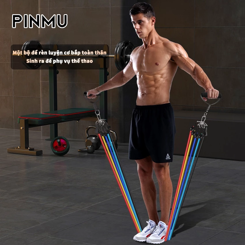 Bộ dây kháng lực đàn hồi  PINMU tập thể dục  -  Full Body Tập Gym TẠI NHÀ TIỆN LỢI-11 món