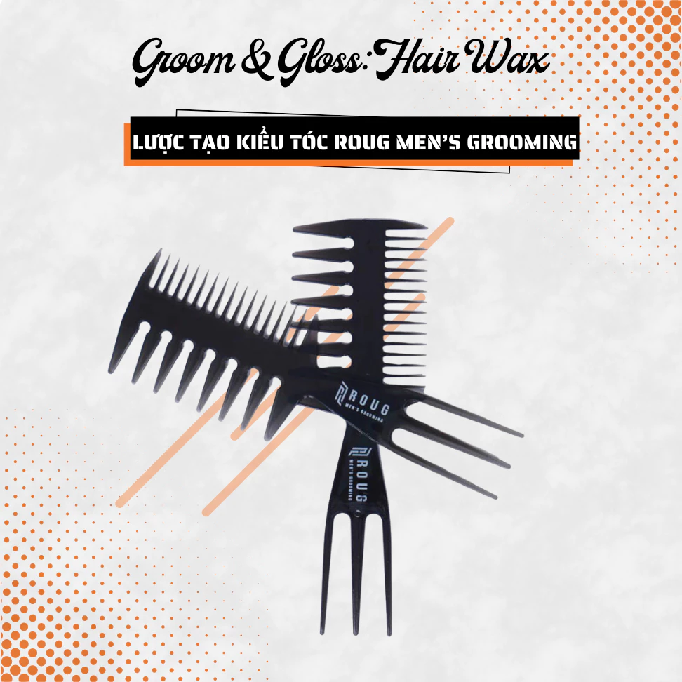 Lược 3 Trong 1 ROUG MEN'S GROOMING Màu Đen - Lược Chải Vuốt Tóc Tạo Kiểu Chuyên Dụng