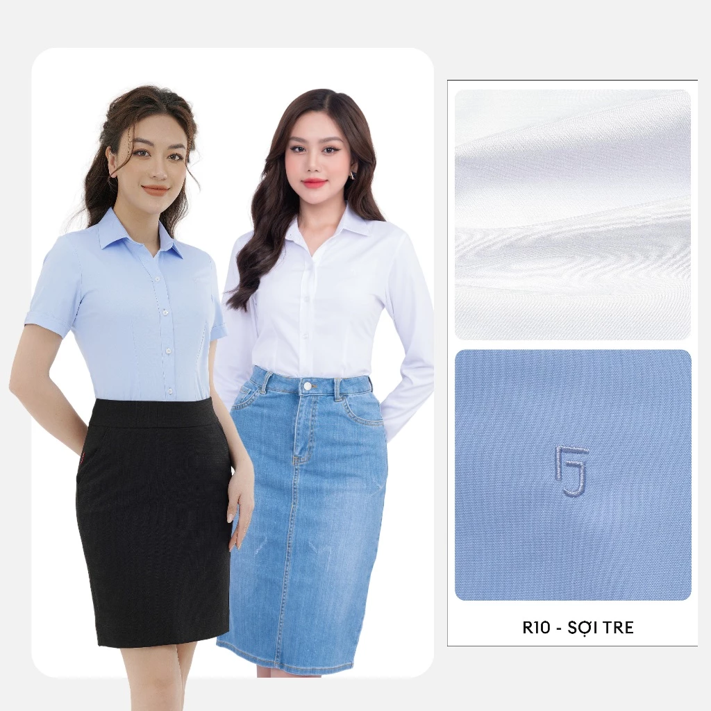 Áo Sơ Mi Nữ Thái Hòa Đa Chất Liệu R01 Cotton, R10 Sợi tre, R09 Lụa, Họa Tiết Trơn Kiểu Ngắn Dài