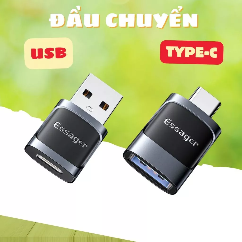 Jack ESSAGER Chuyển đổi từ Type C sang USB 3.0 dùng cho sạc nhanh va truyền dữ liệu tốc độ cao