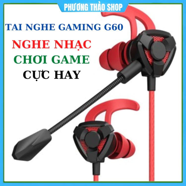 Tai nghe gaming G60 có mic rời cho điện thoại, tai nghe chơi game PUBG mobile / FF / ROS / Tốc chiến mic rời 360° earp