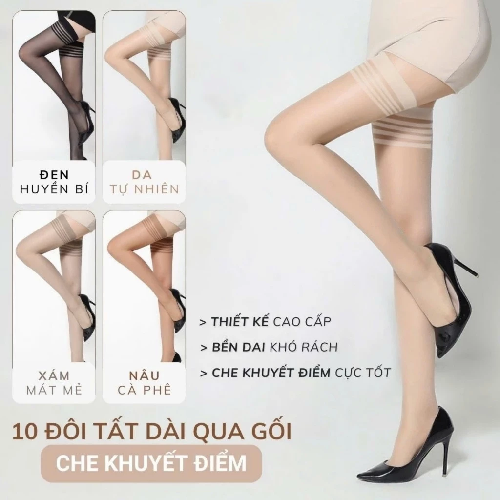 Tất Nữ Da Chân Cao Đùi Trên Gối  Che Khuyết Điểm  Siêu Dai , Mềm Mịn  tcc16
