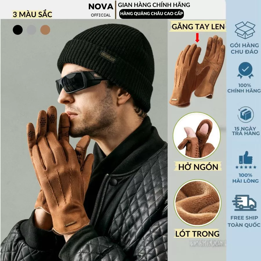 Găng tay vải nam nữ , Bao tay NOVA hở ngón mùa thu đông, Tất tay thể thao chống trơn trượt tốt