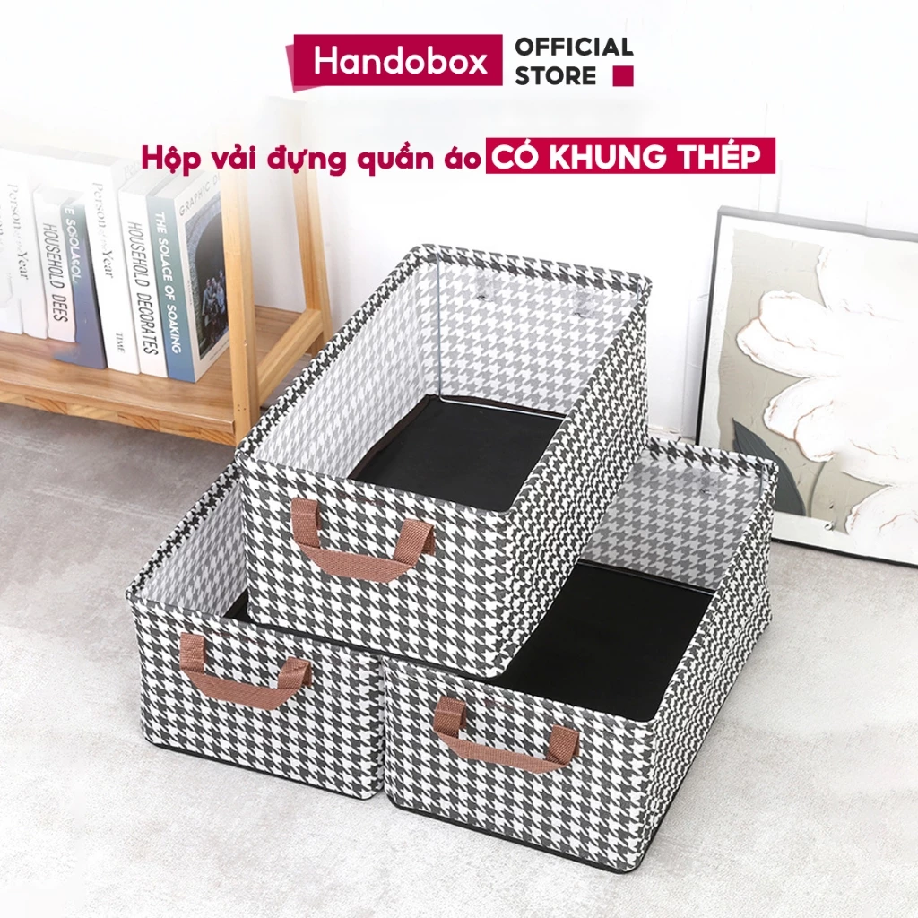 Hộp Đựng Quần Áo Khung Thép Handobox Giỏ Vải Đựng Đồ KHÔNG NGĂN Chăn Màn Đồ Lót Có Thể Gấp Gọn