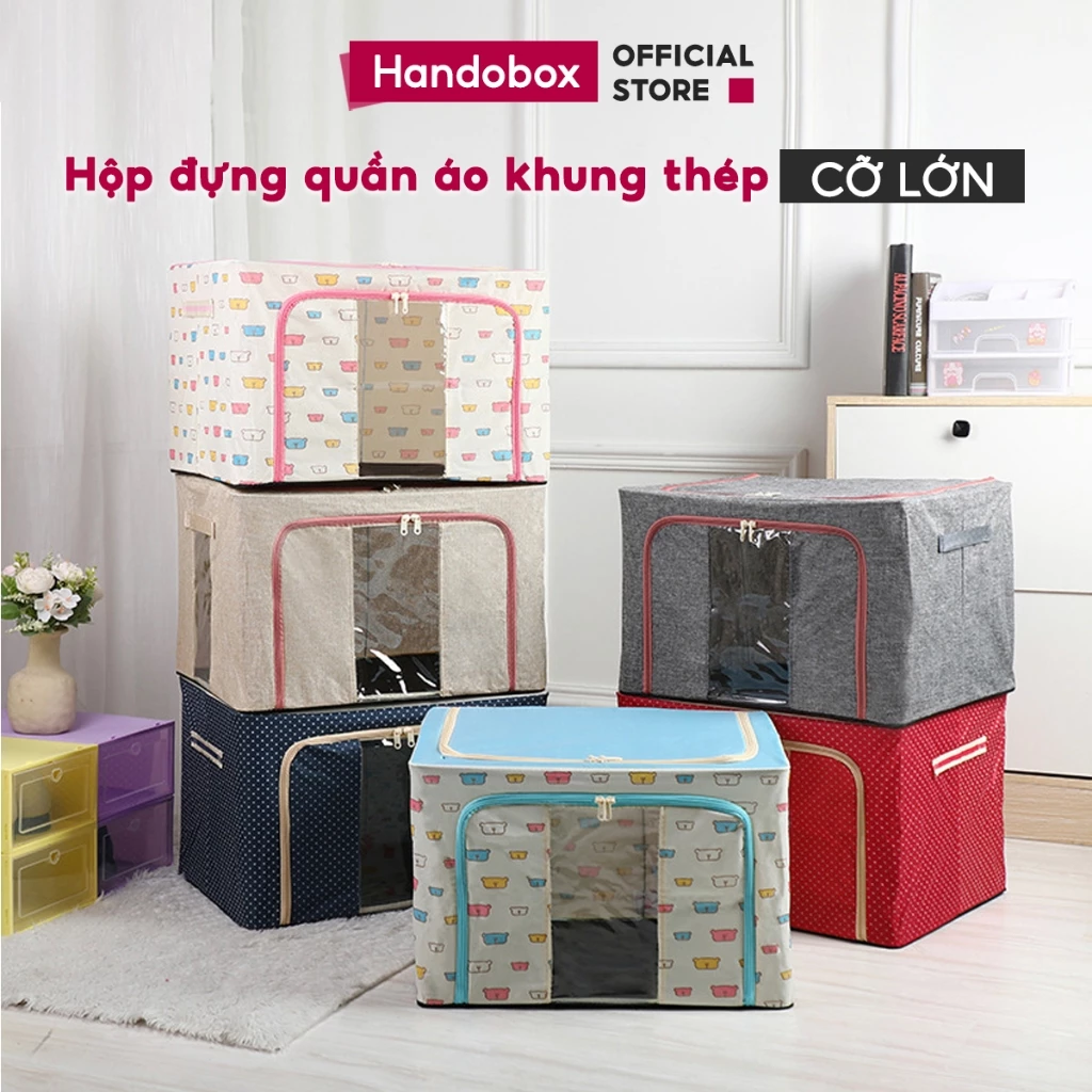 Hộp đựng quần áo CỠ LỚN Handobox, Túi vải đựng đồ chăn màn khung thép vải chống thấm nước