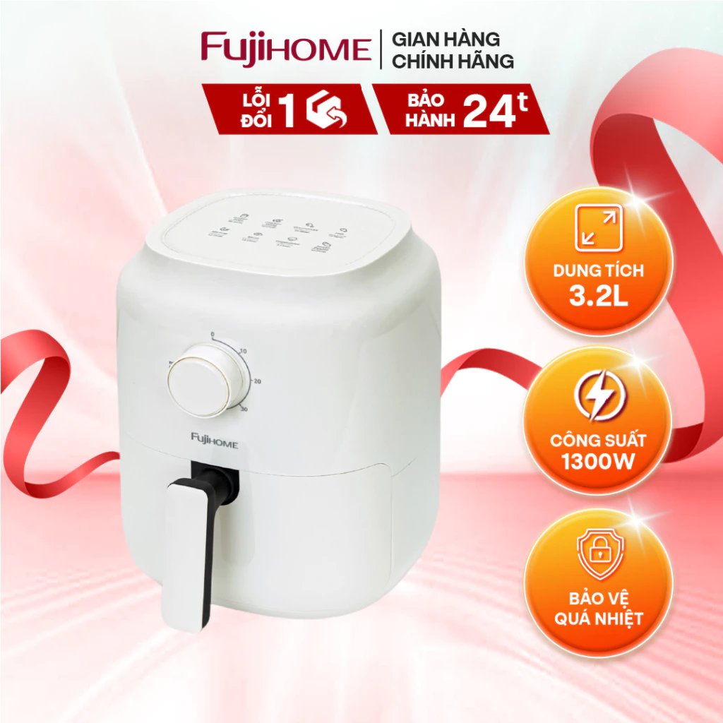 Nồi chiên không dầu mini FUJIHOME A3 dung tích 3,2 lít công suât lớn 1300w thực phẩm chín nhanh đều