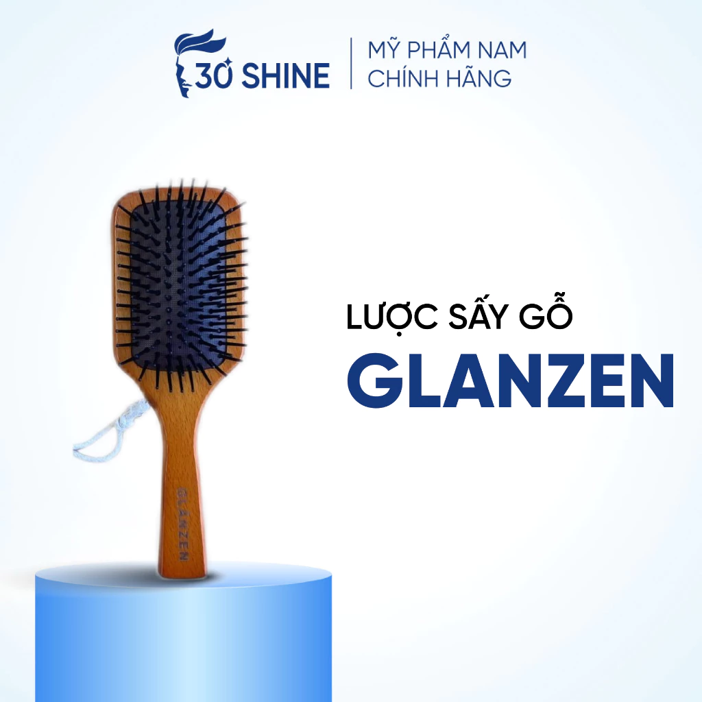 Lược Glanzen chống rối, tạo cán gỗ, đầu massage da đầu