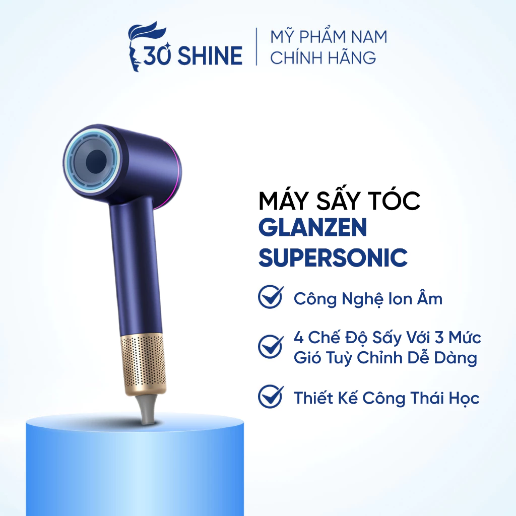 Máy sấy tóc Glanzen Supersonic for men cao cấp GD01 công suất 1600W 30Shine phân phối chính hãng