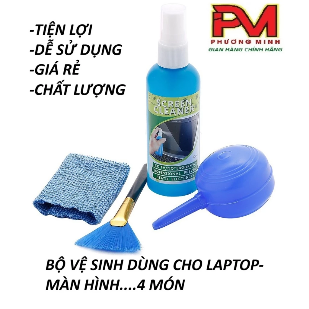 Bộ vệ sinh laptop, màn hình máy tính, bàn phím, màn hình điện thoại, tivi (4 món)