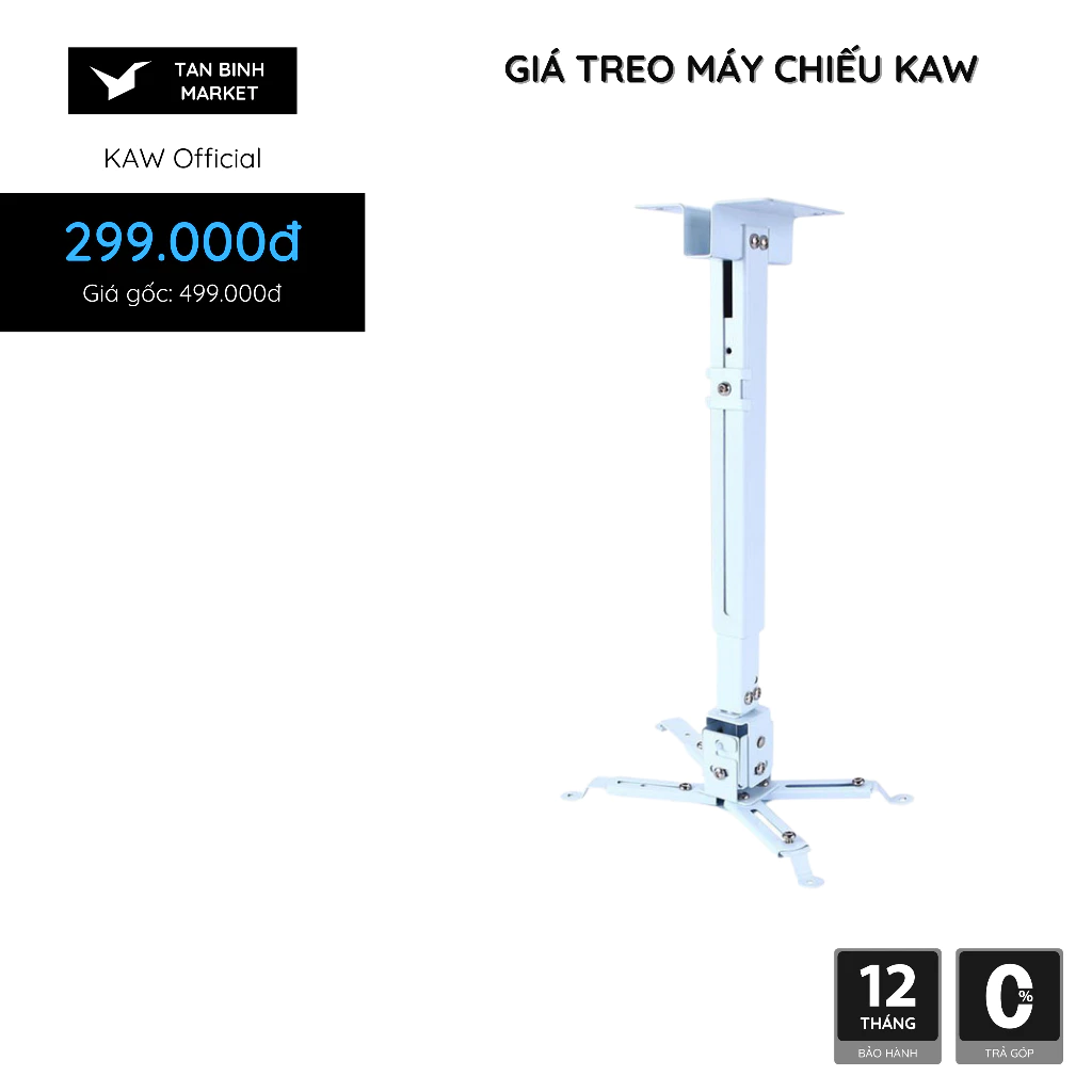 Giá treo máy chiếu KAW 002V - Kích Thước 65cm Khung Kim Loại Chắc Chắn, Phù Hợp Đa Số Loại Máy Chiếu