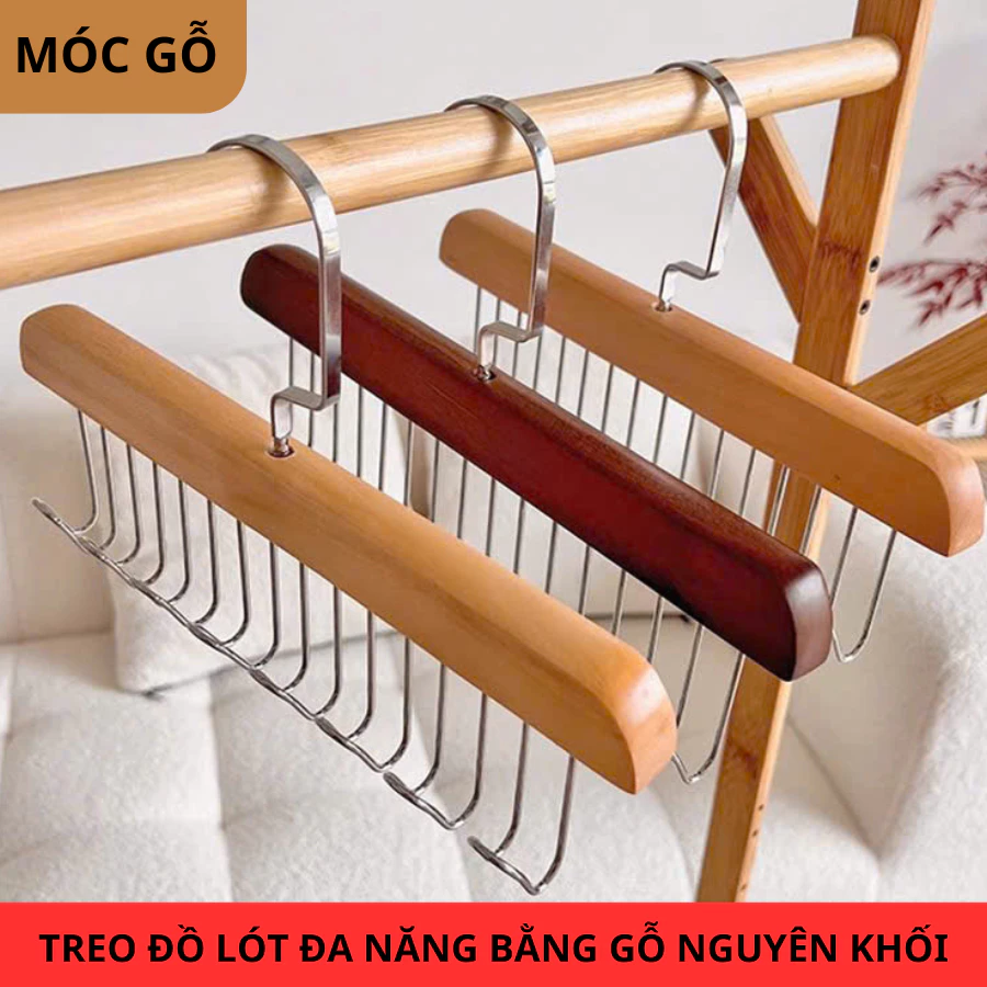 ( COMBO 3 ) Móc gỗ treo đồ lót, khăn, thắt lưng, cà vạt, áo hai dây, phụ kiện đa năng tiện dụng