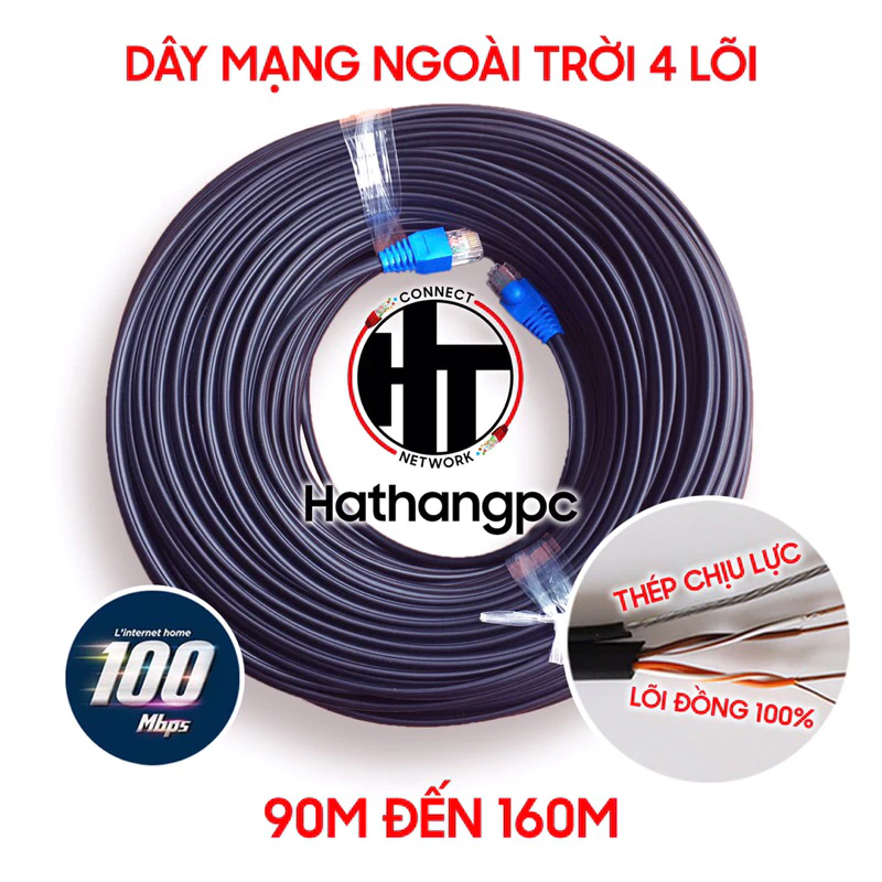 Dây mạng ngoài trời 95m 100m 105m 110m 115m 120m 125m 130m 135m 140m 145m 150m 155m 160m - Đồng Xịn