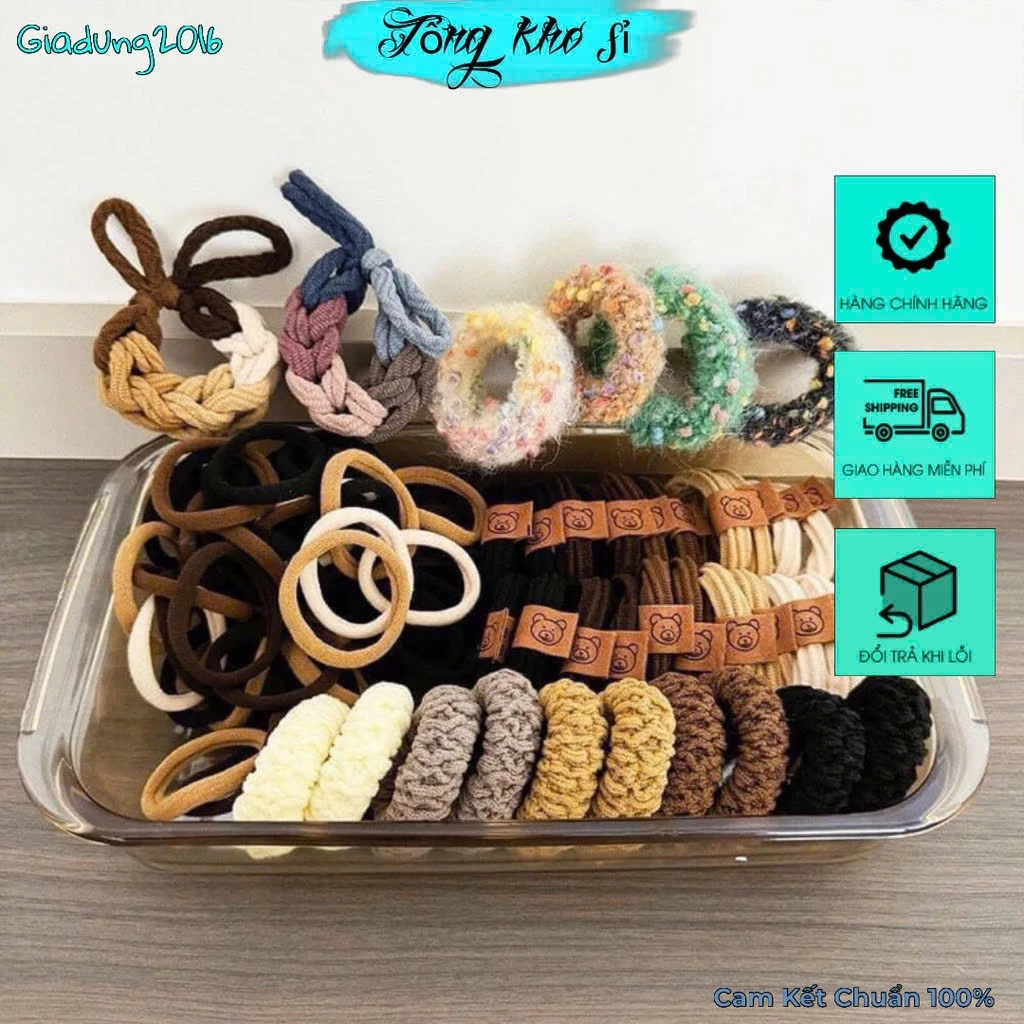 Set 86 dây chun buộc tóc các loại gốm 136 chi tiết cho bé gái