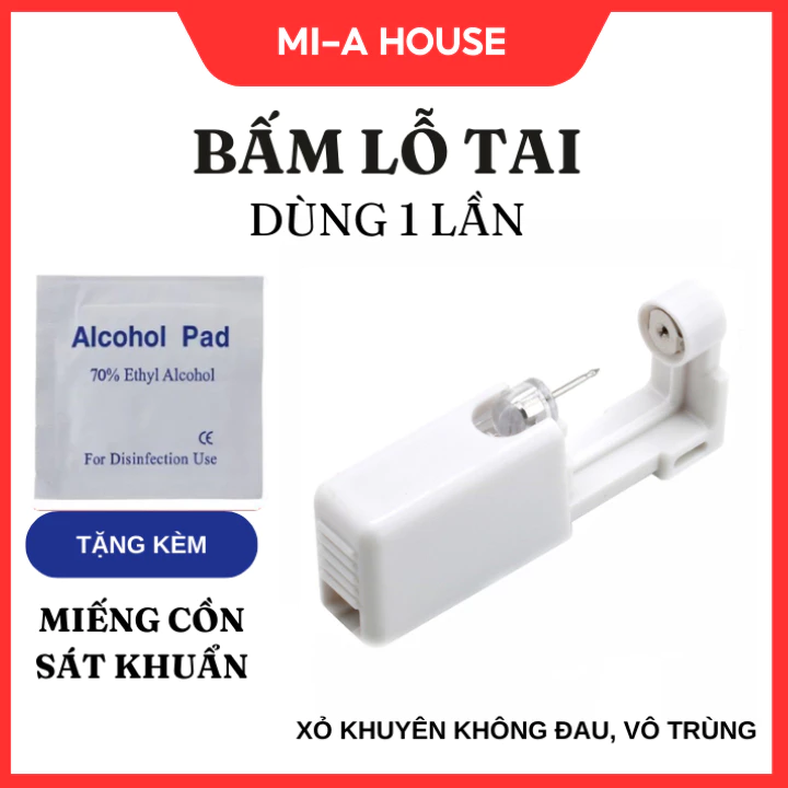 Bấm lỗ tai dụng cụ xỏ khuyên dùng 1 lần tại nhà an toàn tiện lợi dành cho người lớn và trẻ em Mi - a house