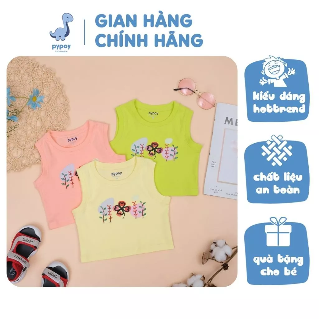 Áo tank top sát nách trẻ em bé gái PYPOY mang mùa hè thoải mái, chất vải mềm mịn co giãn thoáng cho bé ( ảnh thật)