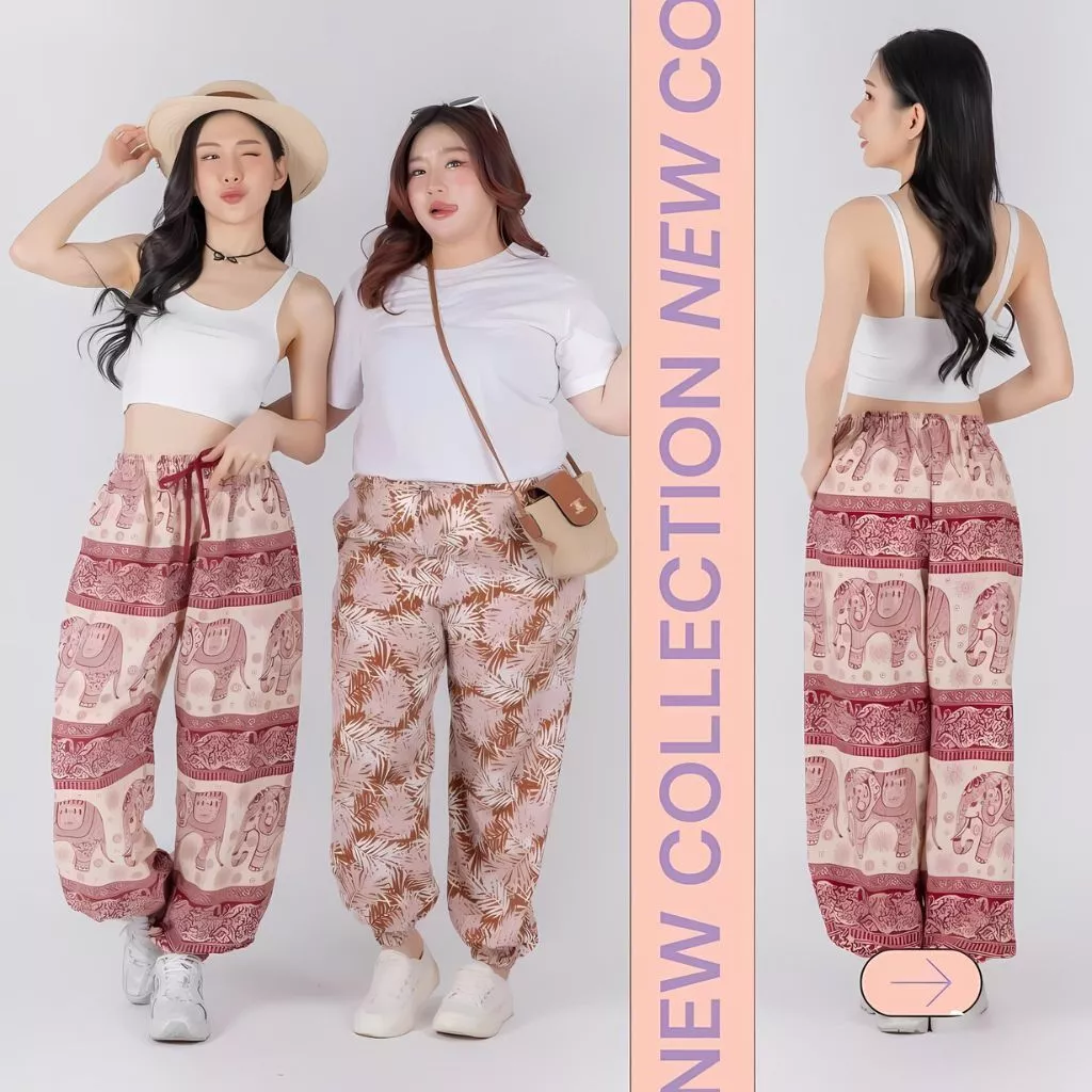Quần tập yoga, quần alibaba vải lanh họa tiết thổ cẩm (SIZE 40-60 KG)
