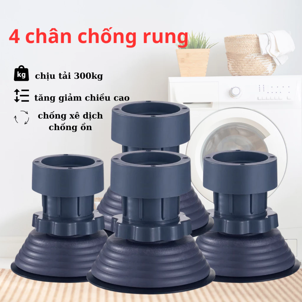 Chân Kê Máy Giặt Điều Chỉnh Độ Cao Bộ 4 Chân Máy Giặt Chống Rung Máy Giặt Tăng Giảm Chiều Cao Đế Cao Su Chống Trượt