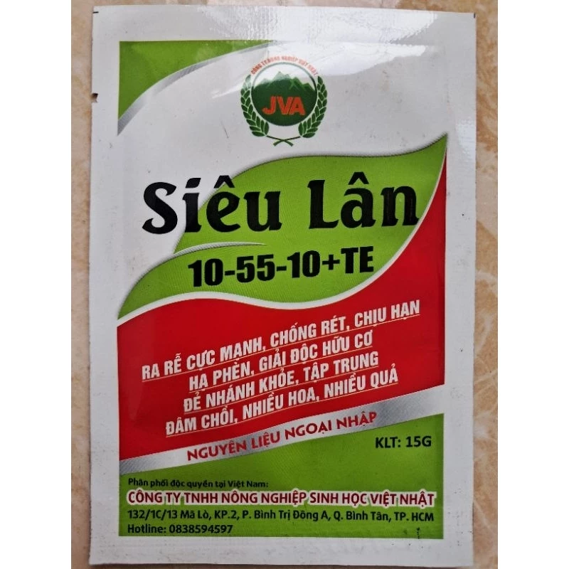 Phân Bón Lá Cao Cấp Siêu Lân 10_55_10 gói 15gr JVA NongNghiepVietNhat