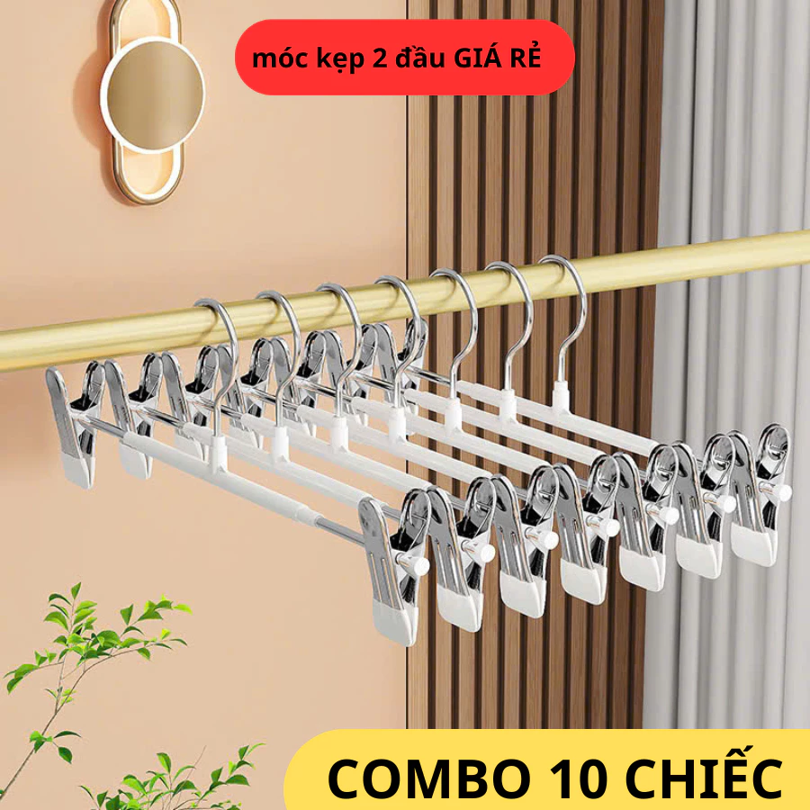 [Màu ngẫu nhiên] COMBO 10 Móc Kẹp Quần Áo 2 Đầu Chống Trơn Trượt Móc Treo Váy Đồ Lót Tất Mũ Đa Năng Hai Đầu Kẹp Inox