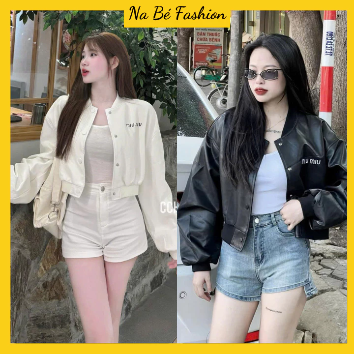 Áo Khoác Nữ - Áo Bomber Da Dáng Basic Miu Miu Năng Động Siêu Xinh