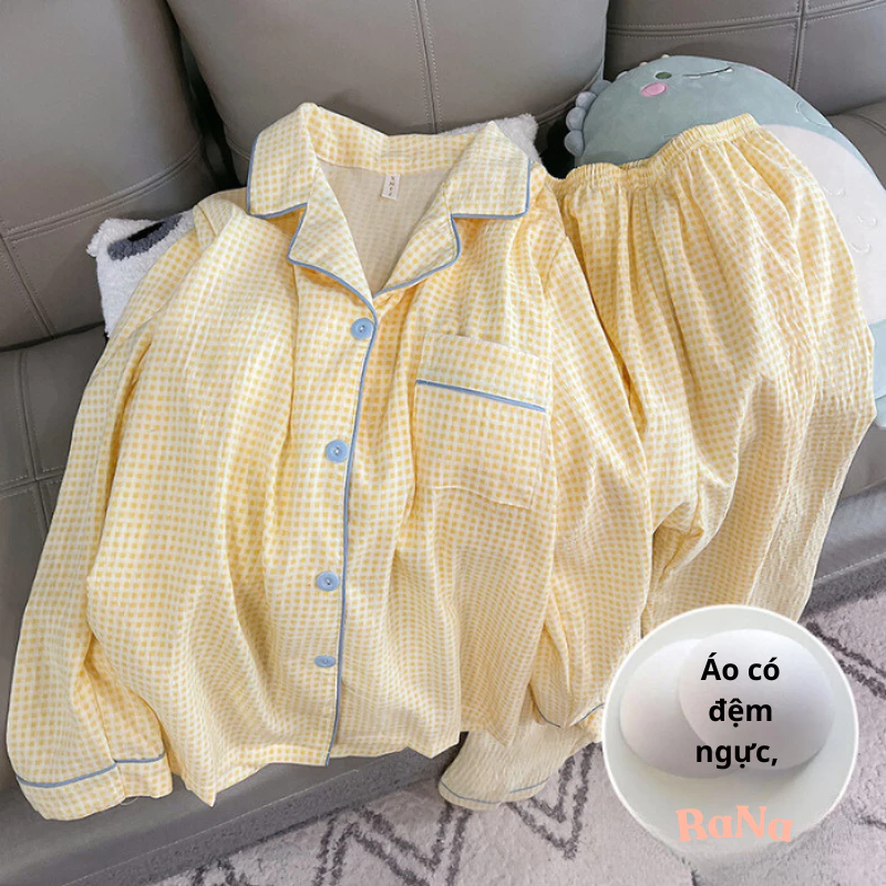 Bộ đồ dài tay quần dài đệm ngực của RaNa mặc nhà hoặc đi bộ sáng chiều đều đẹp.