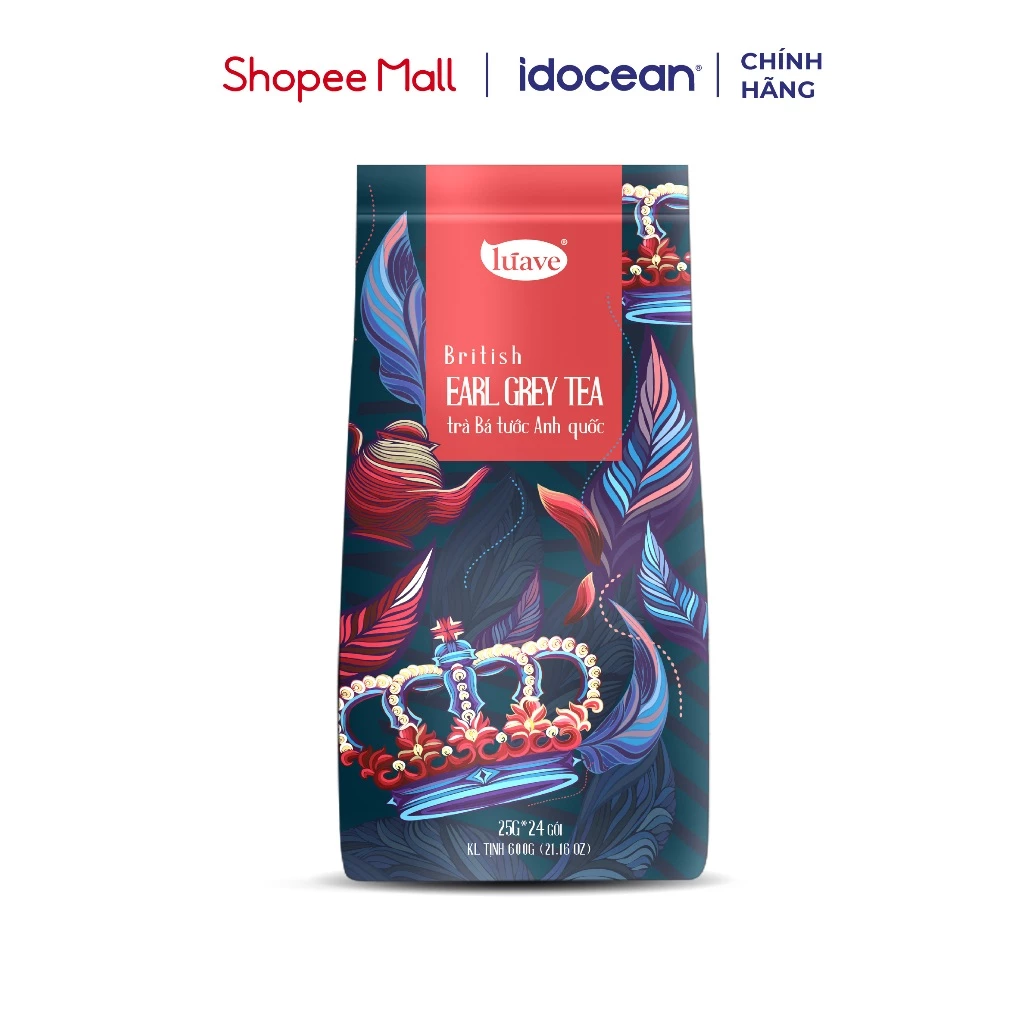 Trà Túi Lọc Bá Tước Anh Quốc Lúave (British Earl Grey Tea), trà đen hương cam đặc biệt - 25g x 24 túi