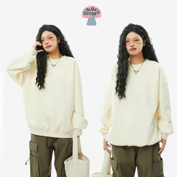 Áo khoác nỉ sweater nam nữ unisex chính hãng chất nỉ bông dày dặn form rộng áo đôi hàn quốc - NSWT04