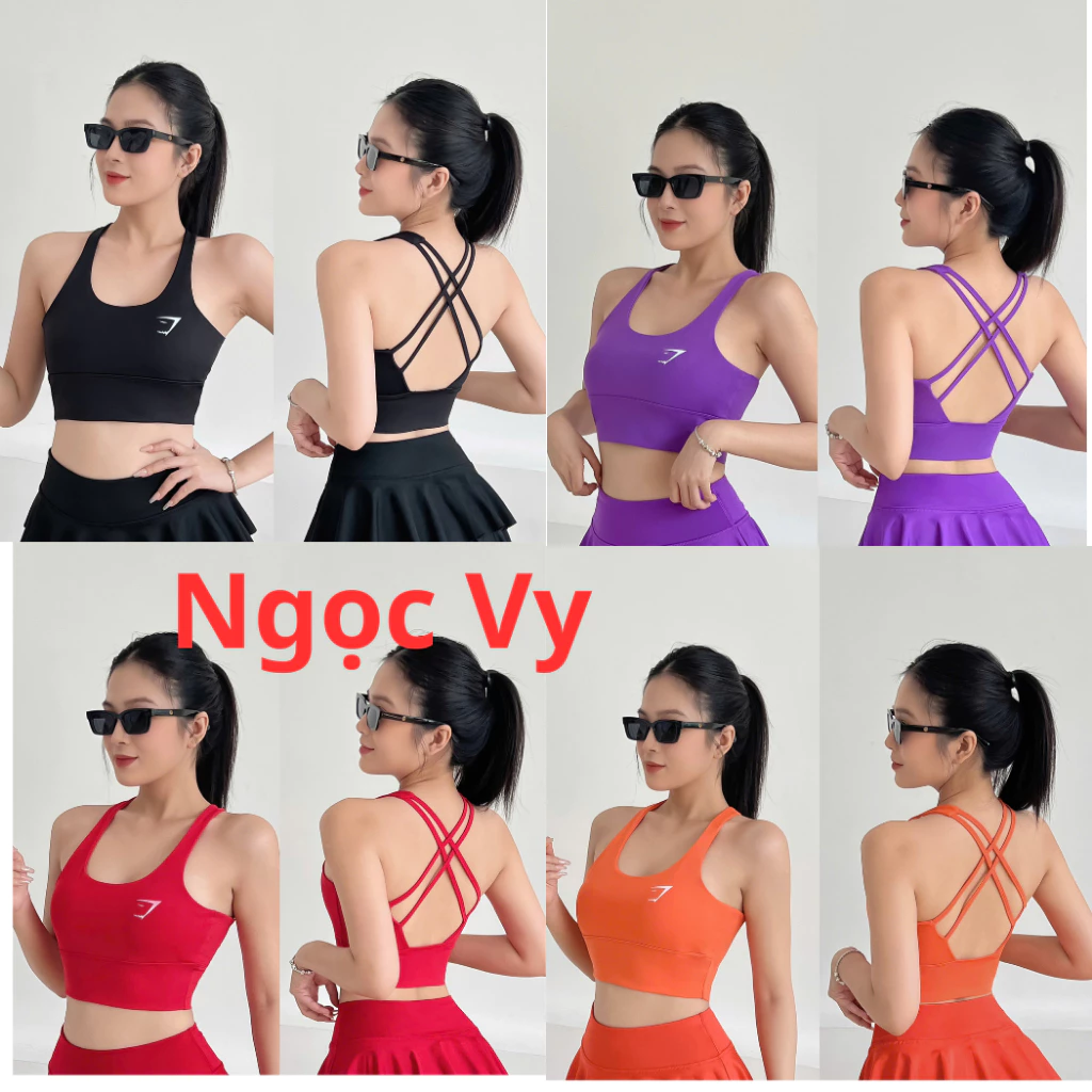 Áo đan dây sau lưng  Tập Gym Yoga Erobic Đi Biển Thể Thao chạy bộ ,Chất Pholy Co Giãn 4 Chiều Kèm Mút