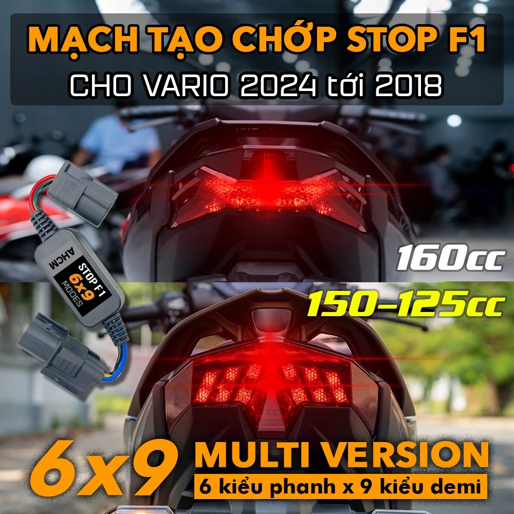 VARIO - [MULTI 6x9] Bộ mạch sẵn giắc zin tạo chớp stop F1 nhiều kiểu chớp cho Air Blade, có chớp demi, demi sáng tối