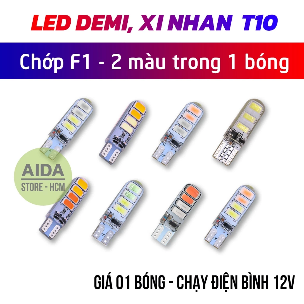 01 bóng đèn LED T10 5630 12v chớp F1 lắp cho demi, xi nhan xe máy