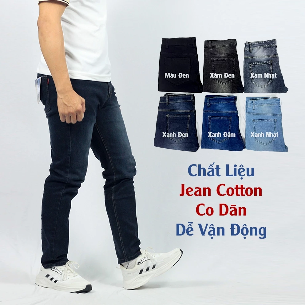 Quần Bò Nam Jean Cotton Co Dãn Cao Cấp Andromeda Nhiều Màu Không Ra Màu Túi Sâu Dễ Vận Động