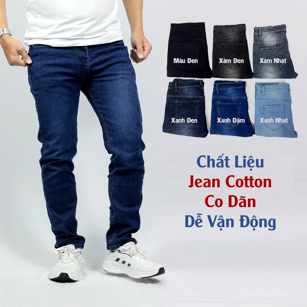 Quần Bò Nam Dài Chất Jean Cotton Co Dãn Cao Cấp Andromeda Nhiều Màu Giặt Không Ra Màu Túi Quần Sâu