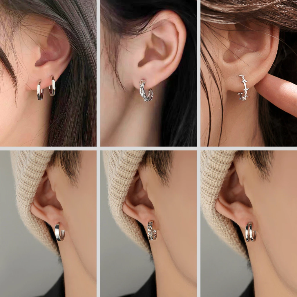 Hoa tai titan nam nữ kẹp vành hoặc không cần xỏ lỗ GAVI đeo được nhiều loại thép titan không gỉ ( 1 Chiếc )
