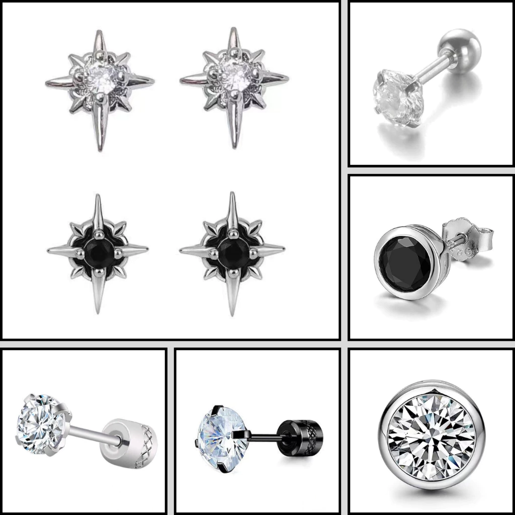 Bông tai nam tròn bạc không gỉ thiết kế Gavi Accessories nhiều kiểu dáng phong cách âu mỹ hiphop ( 1 Chiếc )