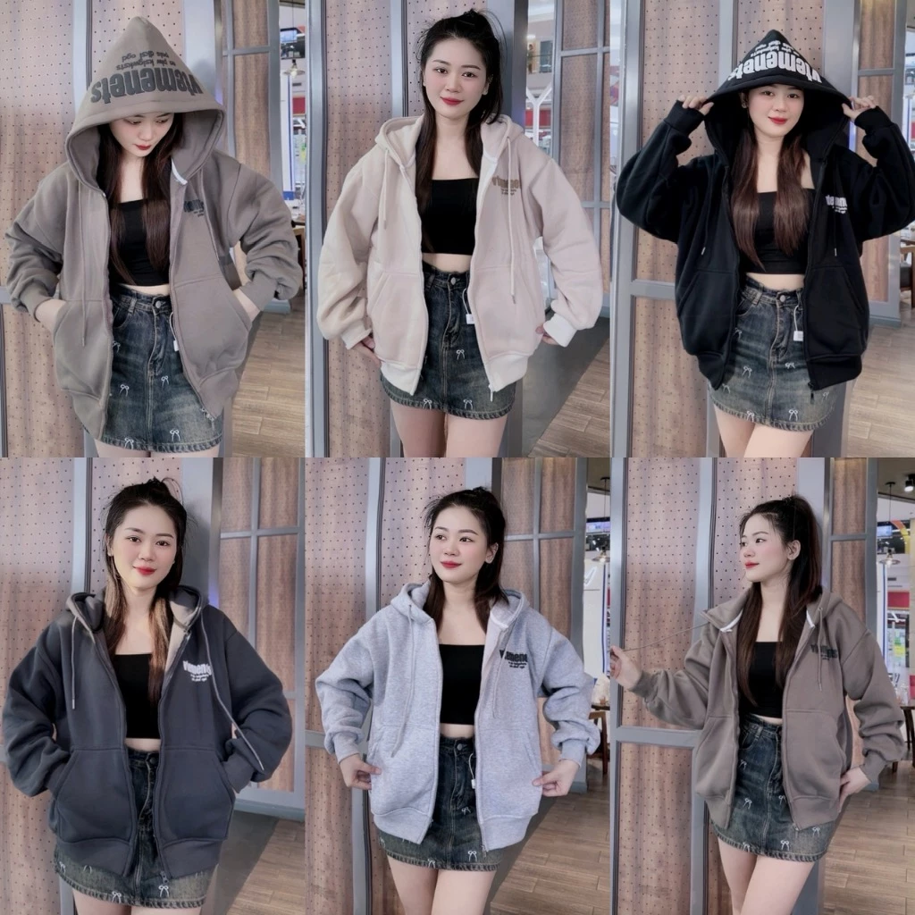 Áo Khoác Hoodie Zip AKA HOUSE Nỉ Bông Thêu Chữ Nón Siêu To Form Rộng Dành Cho Nữ Dày Dặn Cao Cấp -  AKA_44