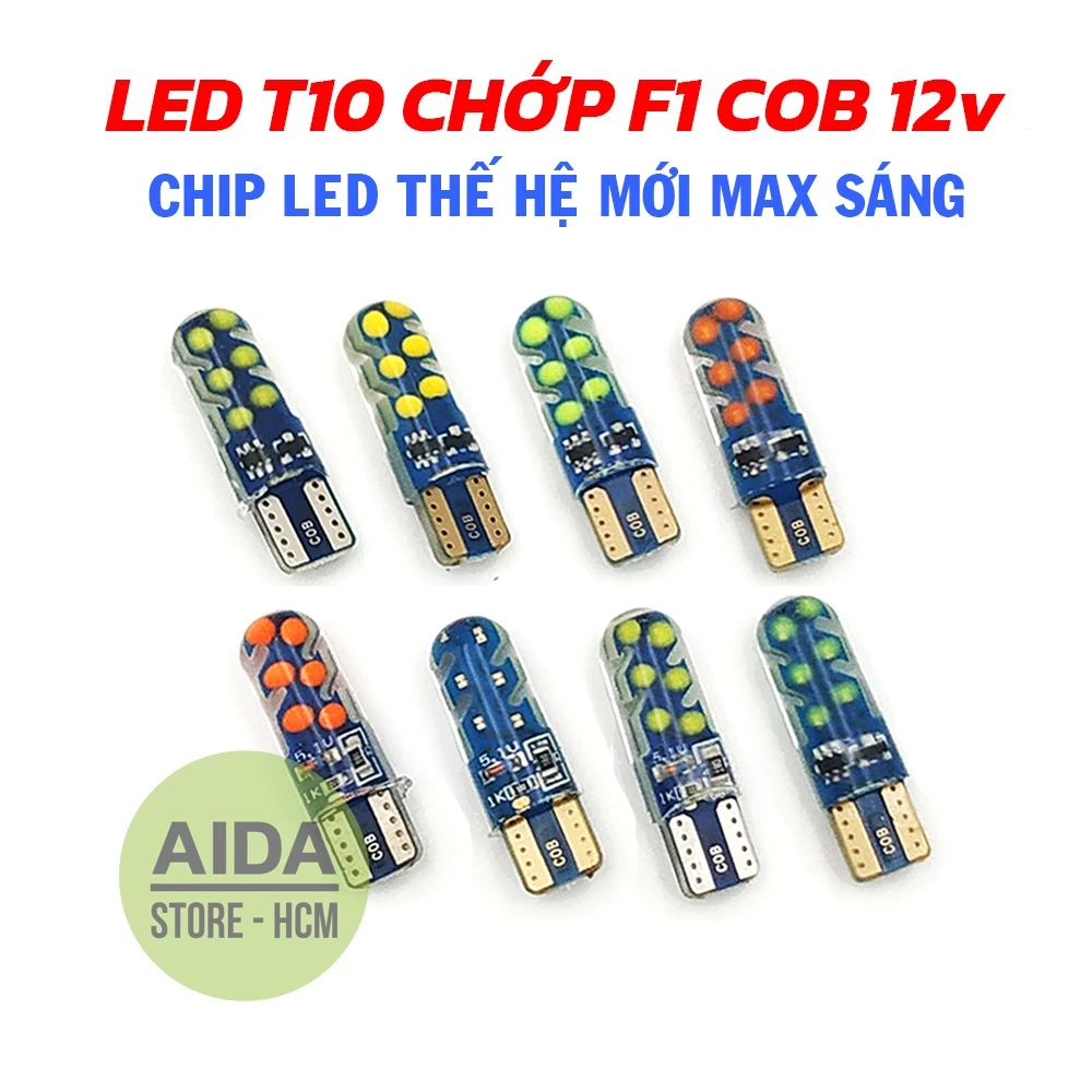 01 bóng đèn LED T10 COB chớp F1 cho demi, xi nhan cực sáng DC12v