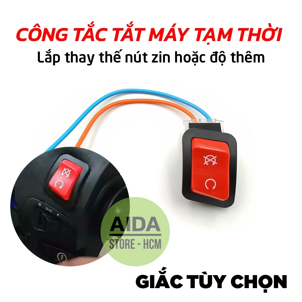 [RED] Công tắc TẮT MÁY xe máy sẵn giắc dùng tắt máy, tắt động cơ tạm thời