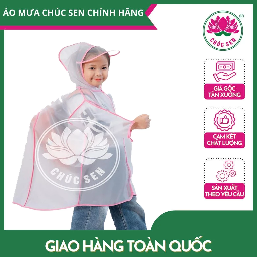 Áo mưa măng tô EVA  dành cho bé nhà Chúc Sen - kiểu dáng thời trang - phong cách mới- chống nước tốt