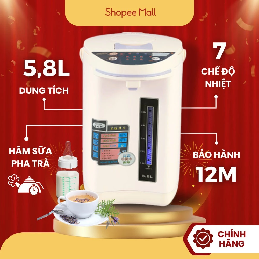 Hết hàng Bình Thủy Điện Đun Nước Nóng, Sôi Nhanh Giữ Nhiệt Lâu, Dung Tích Lớn, Có Quai Cầm Tiện Lợi