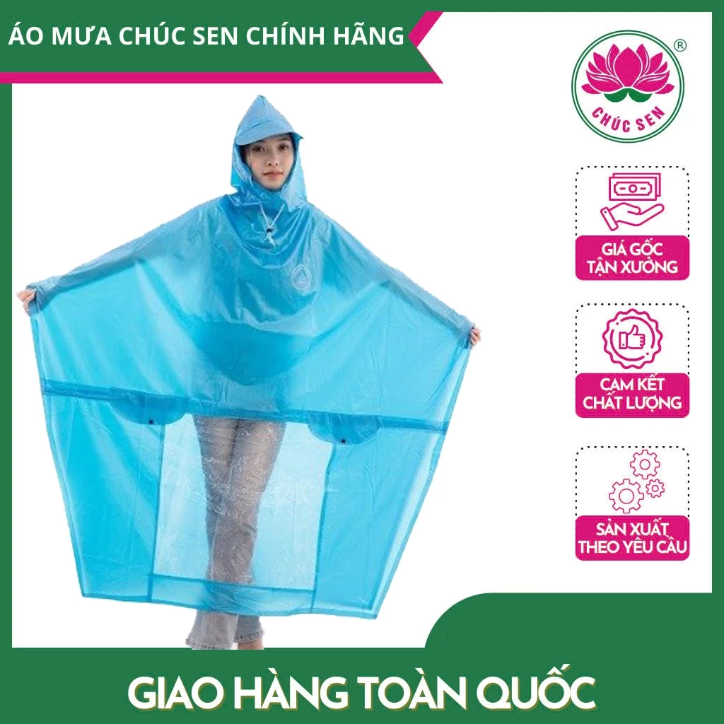 Áo mưa choàng cánh dơi Bigsize nhà Chúc Sen, chất liệu PVC, độ trượt nước tốt, phù hợp cho nam và nữ