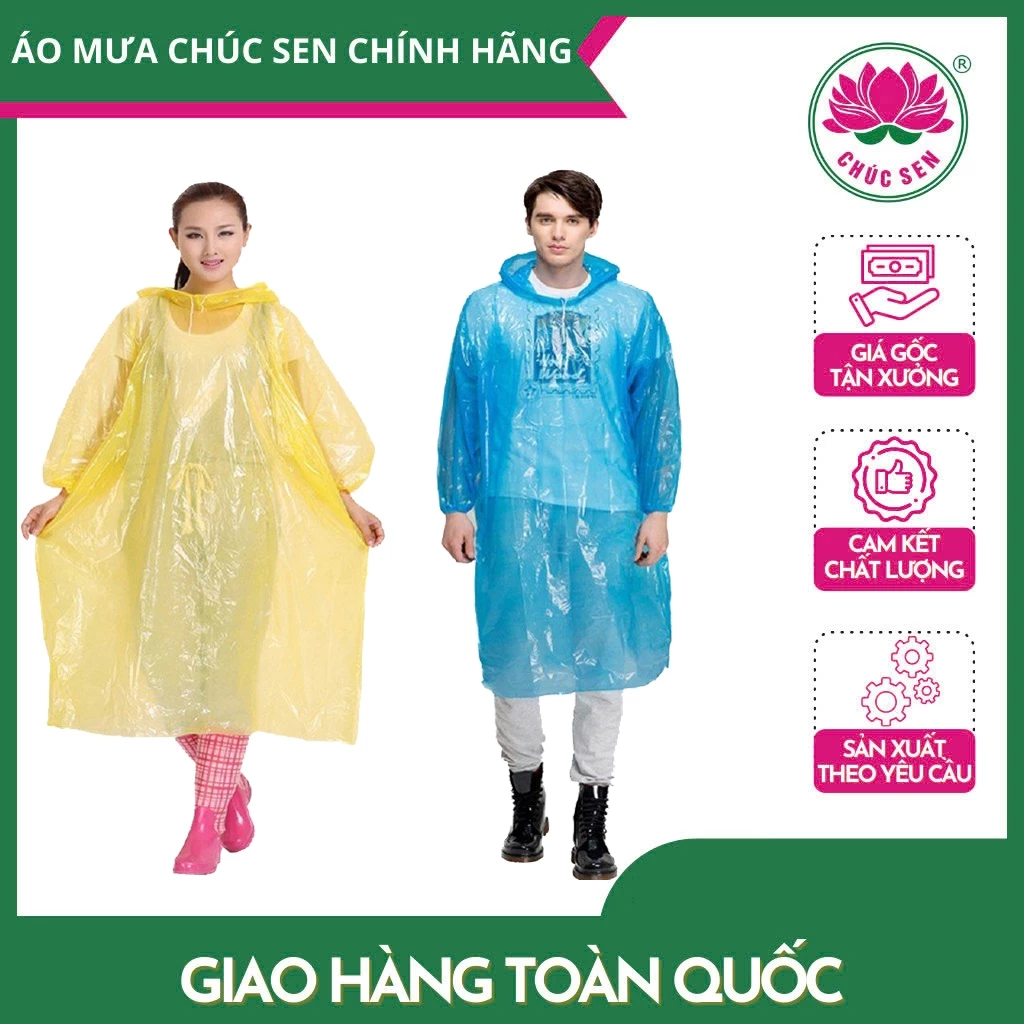 Áo Mưa Phương Tiện Nhiều Màu, Chất Liệu Nguyên Rin, Siêu Mỏng, Siêu Dai - thương hiệu Chúc Sen
