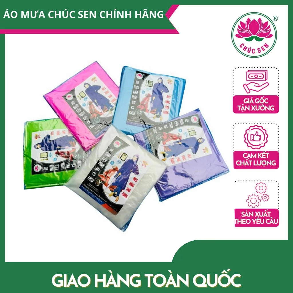 Áo mưa Bít sườn combo 5 áo mưa bít sườn Chúc Sen, chất liệu PE nguyên hạt, bền và chống nước tốt