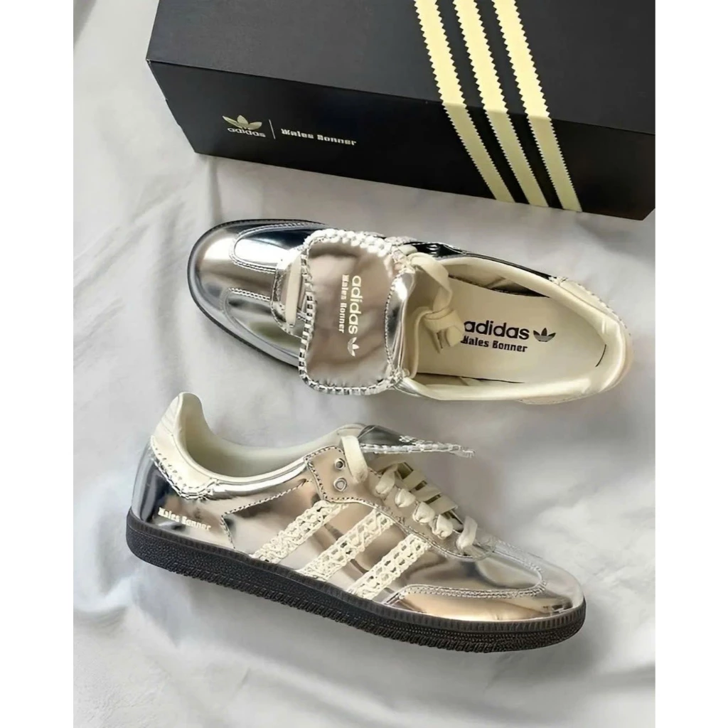 Giày thể thao Adidas Samba 'Wales Bonner Silver' Cổ Thấp Nam Nữ Full Box 2024