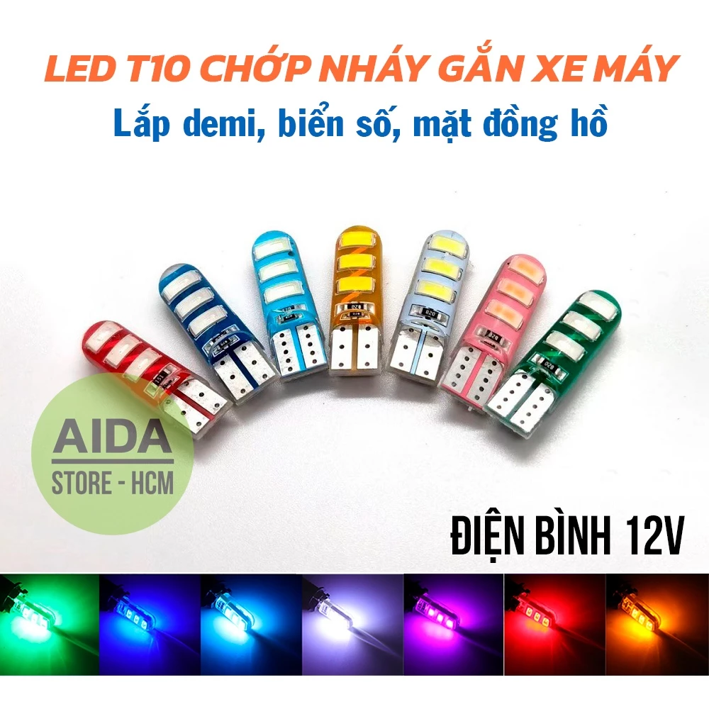 LED T10 chớp F1 chip 5730 6SMD lắp cho demi, xi nhan xe máy - DC12v