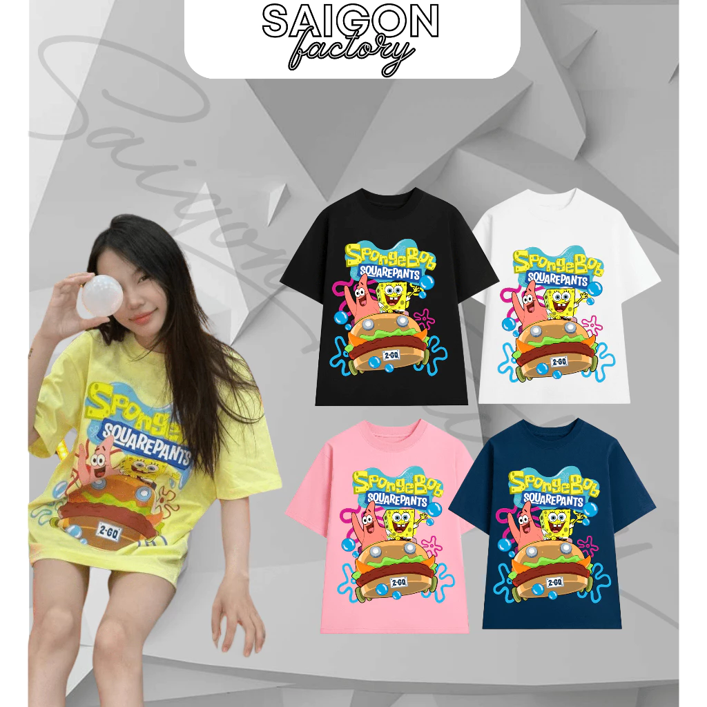 Áo Thun Bọt Biển Họa Tiết Dễ Thương Siêu Đẹp- Chất Vải Cotton 2 Chiều Thoáng Mát Dày Dặn