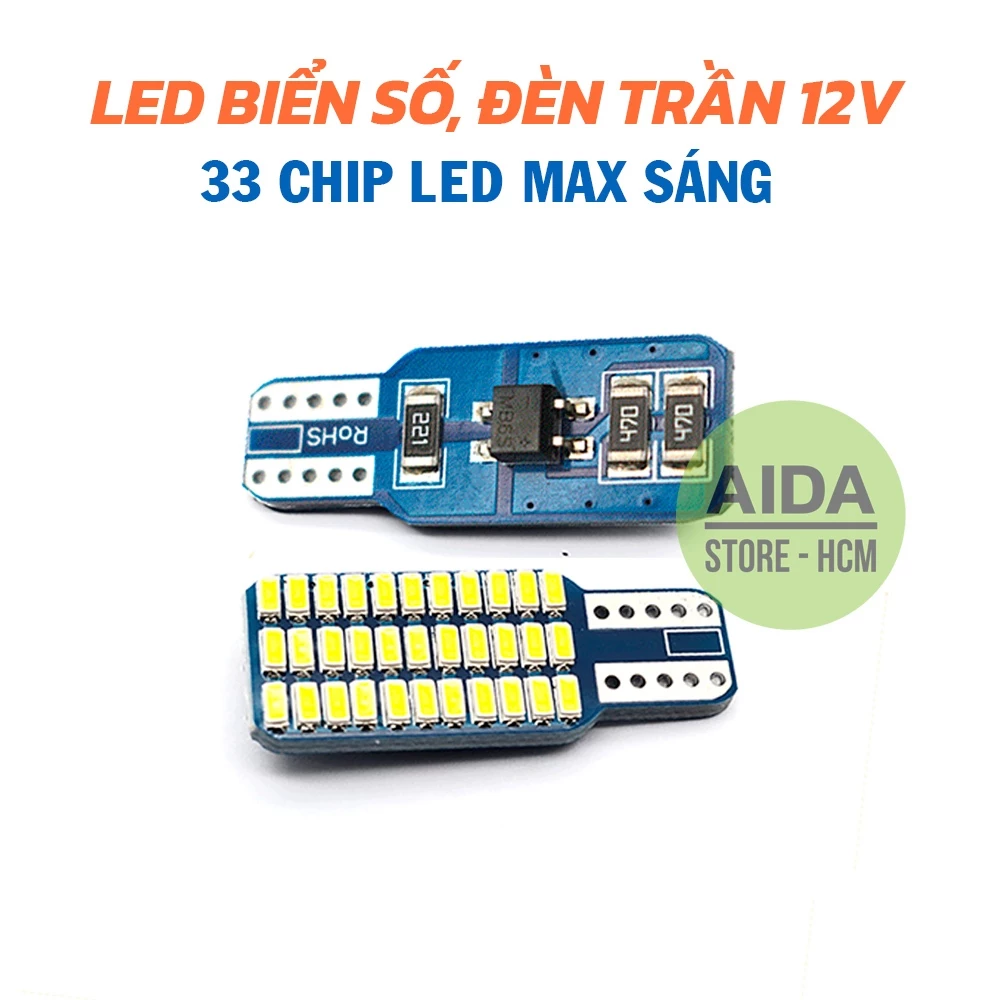 [Giá 01 cái] LED biển số, đèn trần 33 chip chuyên dụng T10 12v cho xe máy, ô tô