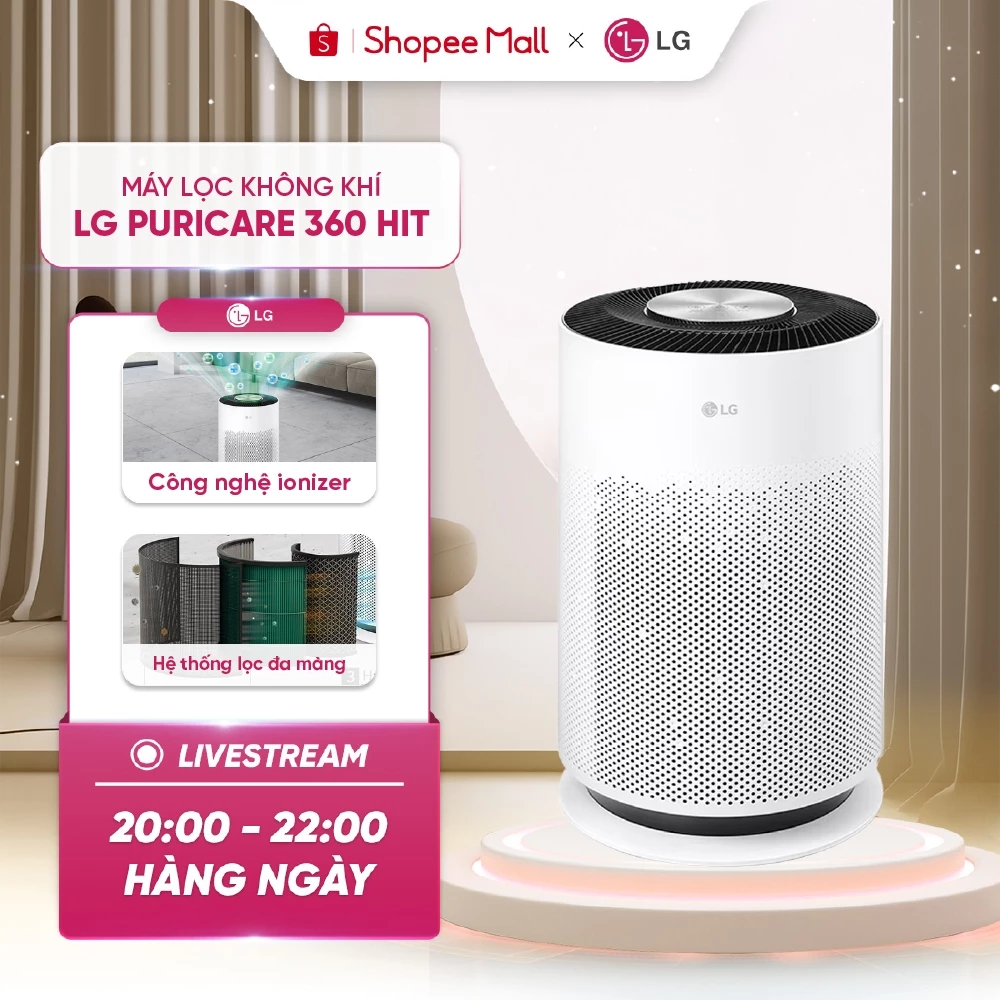 Máy lọc không khí LG PuriCare 360 HIT AS60GHWG0 cảm biến lọc bụi mịn, báo chất lượng không khí, Bảo Hành 12 Tháng